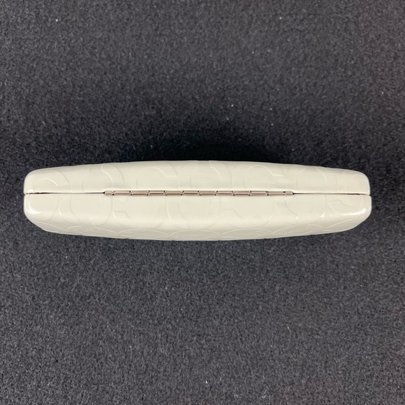 Coach Signature C hard shell sunglasses case faux leather cream brown interior main image 4